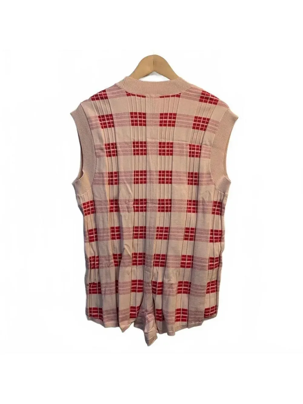 Free People Lewis Plaid Sweater Knit Romper red motif combo SIZE XS #1304